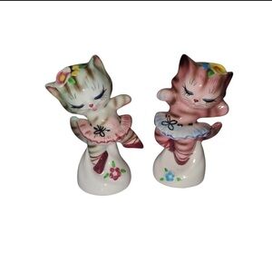 Vintage py Japan anthropomorphic ballerina kitty salt and pepper shakers